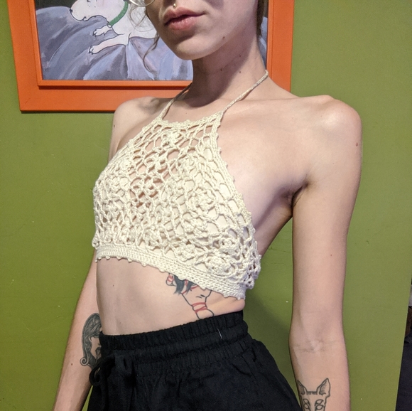 Other - Crochet Bra Top - boho festival crop top